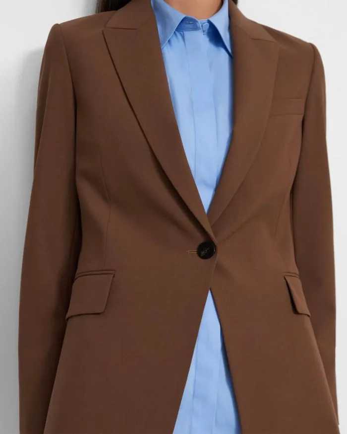 Theory Etiennette Blazer In Good Wool Russet Women Suits