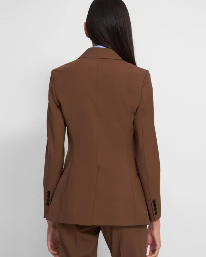 Theory Etiennette Blazer In Good Wool Russet Women Suits