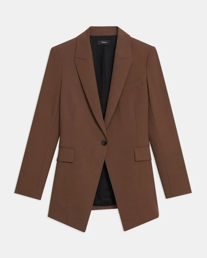 Theory Etiennette Blazer In Good Wool Russet Women Suits