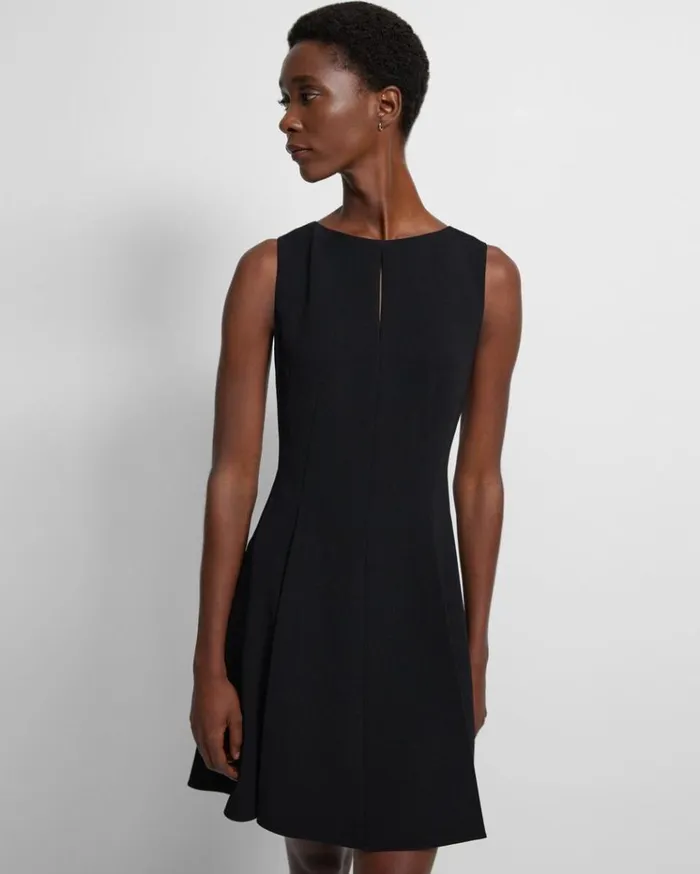 Theory FitandFlare Dress In Admiral Crepe Black Women Dresses