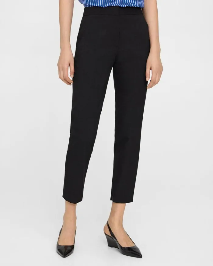 Theory Fitted Pant In Textured Gabardine Black Women Pants Theory Fitted Pant In Textured Gabardine Black Women Pants