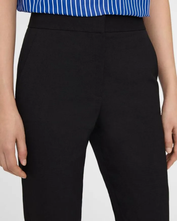 Theory Fitted Pant In Textured Gabardine Black Women Pants Theory Fitted Pant In Textured Gabardine Black Women Pants
