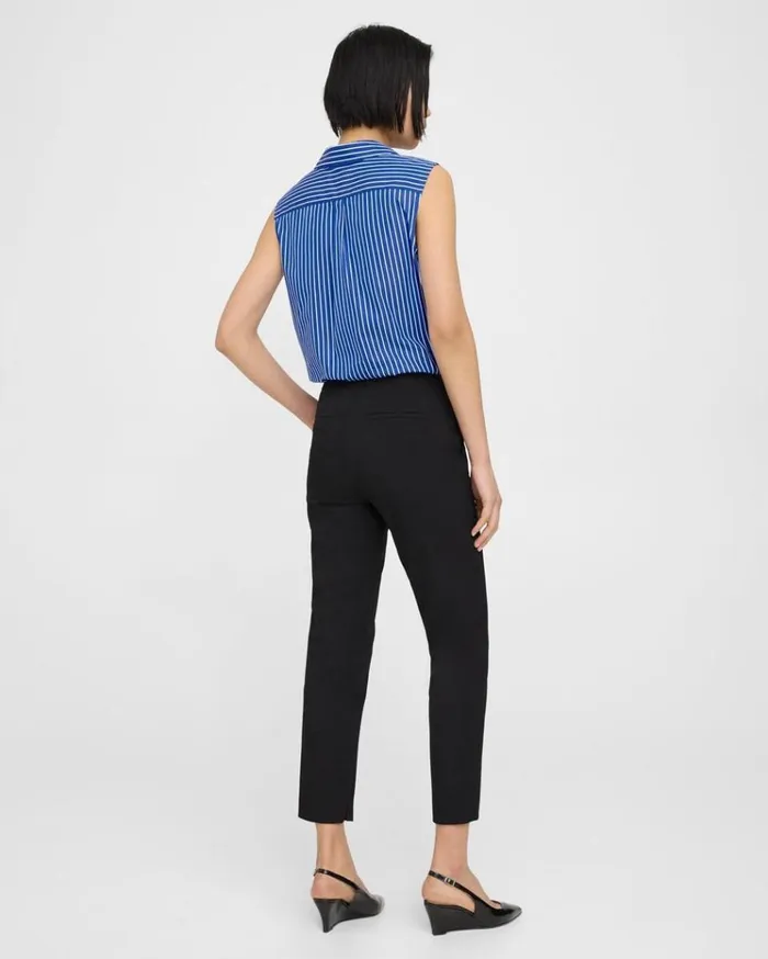 Theory Fitted Pant In Textured Gabardine Black Women Pants Theory Fitted Pant In Textured Gabardine Black Women Pants