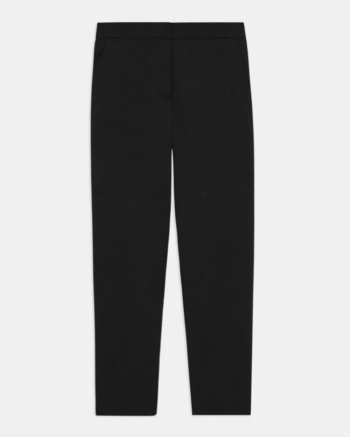 Theory Fitted Pant In Textured Gabardine Black Women Pants Theory Fitted Pant In Textured Gabardine Black Women Pants