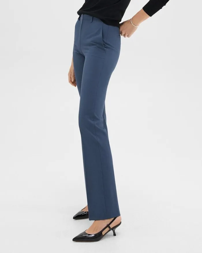 Theory Flared Pant In Good Wool Ash Blue Women Pants