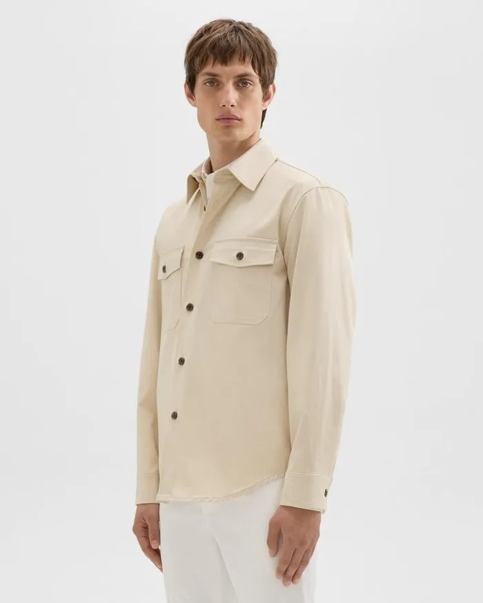 Theory Garvin Shirt Jacket In Organic Cotton New Sand Men Shirts Theory Garvin Shirt Jacket In Organic Cotton New Sand Men Shirts