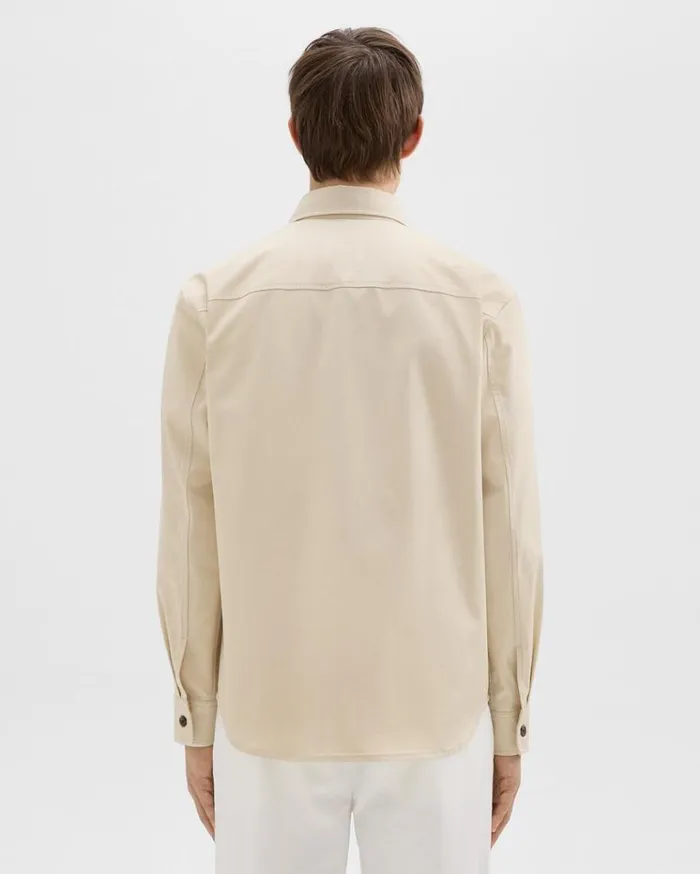 Theory Garvin Shirt Jacket In Organic Cotton New Sand Men Shirts Theory Garvin Shirt Jacket In Organic Cotton New Sand Men Shirts