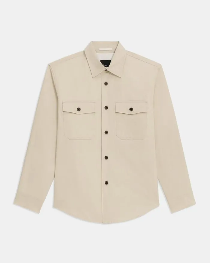 Theory Garvin Shirt Jacket In Organic Cotton New Sand Men Shirts Theory Garvin Shirt Jacket In Organic Cotton New Sand Men Shirts