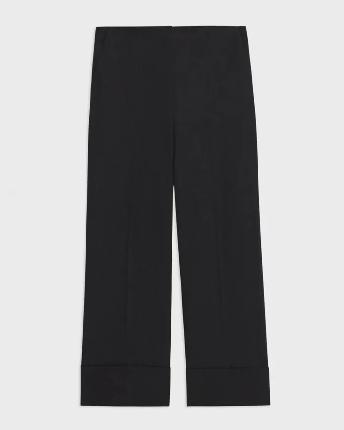 Theory HighWaist Cuff Pant In Organic Cotton Black Women Pants Theory HighWaist Cuff Pant In Organic Cotton Black Women Pants