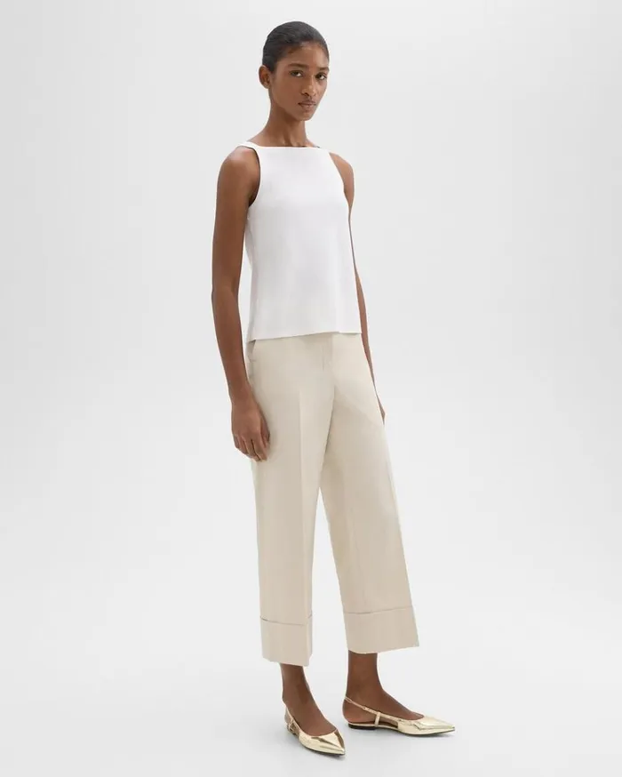 Theory HighWaist Cuff Pant In Organic Cotton Sand Women Pants Theory HighWaist Cuff Pant In Organic Cotton Sand Women Pants