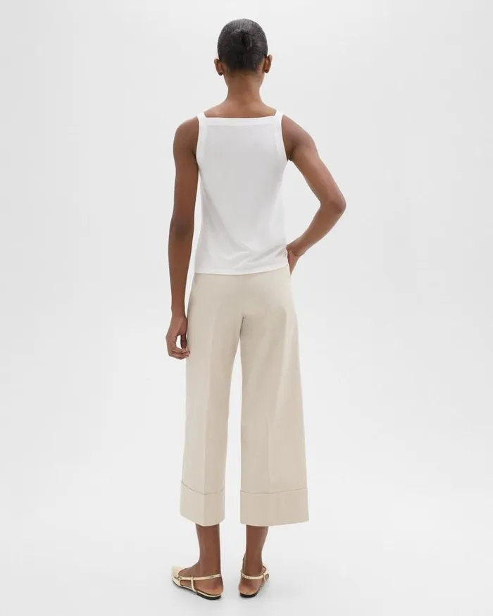Theory HighWaist Cuff Pant In Organic Cotton Sand Women Pants Theory HighWaist Cuff Pant In Organic Cotton Sand Women Pants