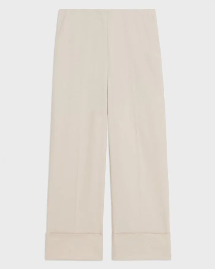 Theory HighWaist Cuff Pant In Organic Cotton Sand Women Pants Theory HighWaist Cuff Pant In Organic Cotton Sand Women Pants
