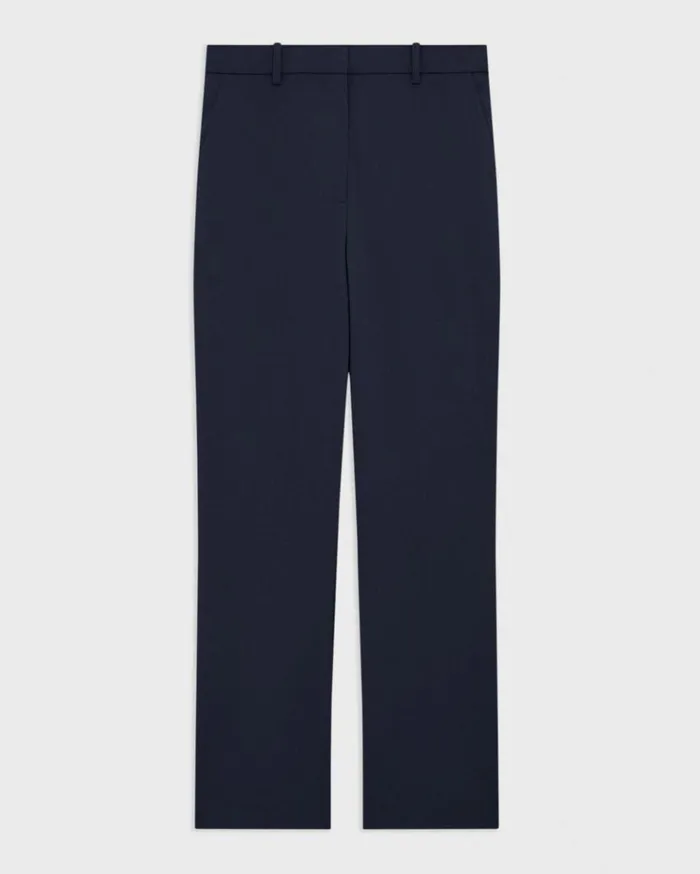 Theory HighWaist StraightLeg Pant In Good Wool Nocturne Navy Women Pants