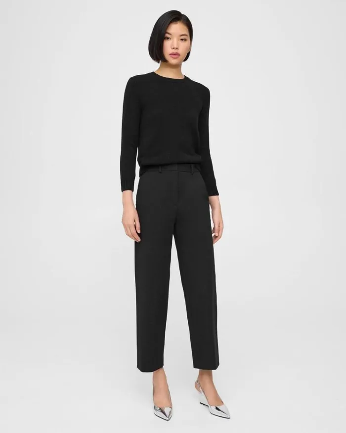 Theory HighWaist StraightLeg Pant In Neoteric Twill Black Women Pants