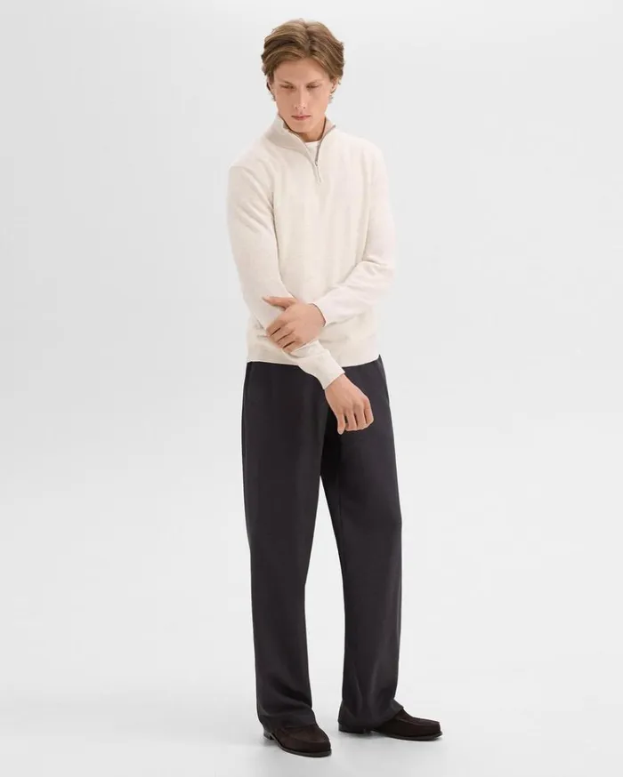 Theory Hilles QuarterZip Sweater In Cashmere Natural Melange Men Sweaters Cardigans