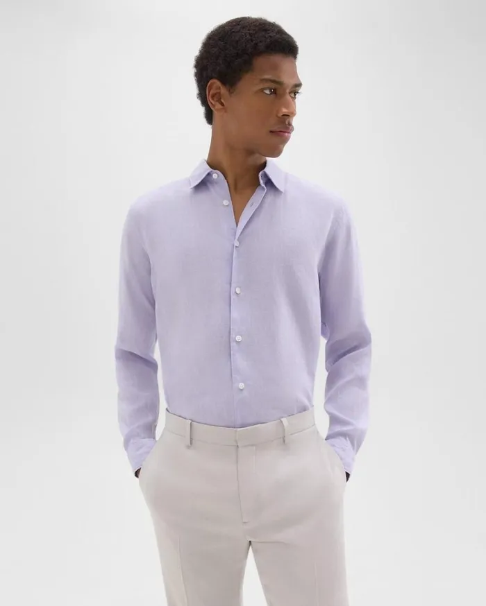 Theory Irving Shirt In Relaxed Linen Soft Iris Men Shirts Theory Irving Shirt In Relaxed Linen Soft Iris Men Shirts