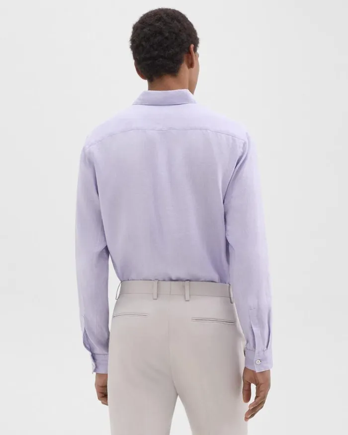 Theory Irving Shirt In Relaxed Linen Soft Iris Men Shirts Theory Irving Shirt In Relaxed Linen Soft Iris Men Shirts