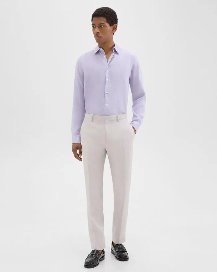 Theory Irving Shirt In Relaxed Linen Soft Iris Men Shirts Theory Irving Shirt In Relaxed Linen Soft Iris Men Shirts