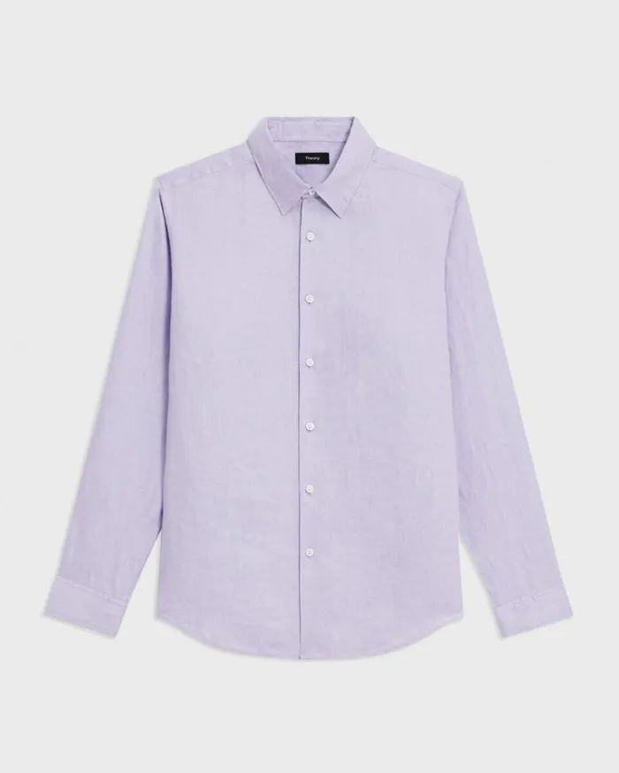 Theory Irving Shirt In Relaxed Linen Soft Iris Men Shirts Theory Irving Shirt In Relaxed Linen Soft Iris Men Shirts