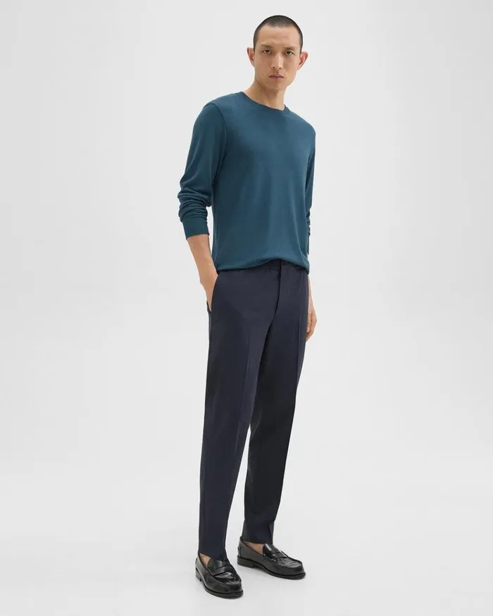Theory Larin Drawstring Pant In Stretch Wool Navy Men Pants