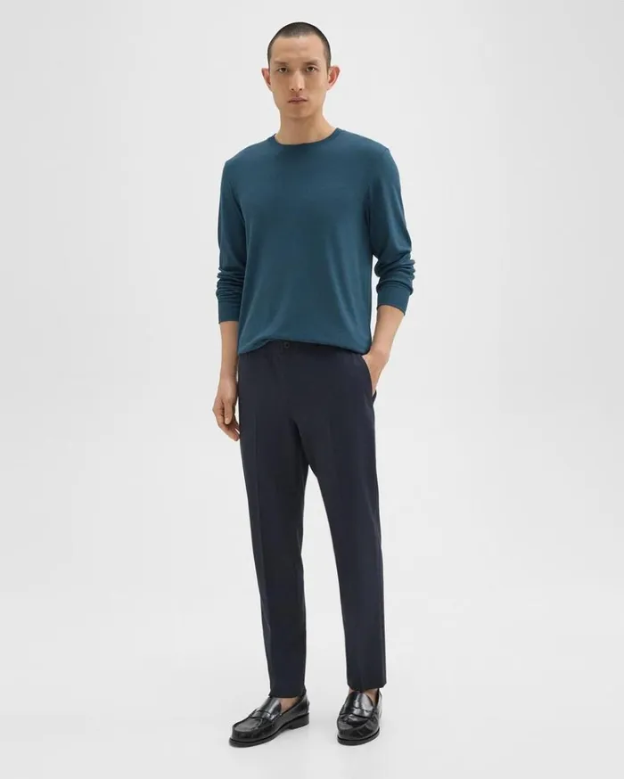 Theory Larin Drawstring Pant In Stretch Wool Navy Men Pants