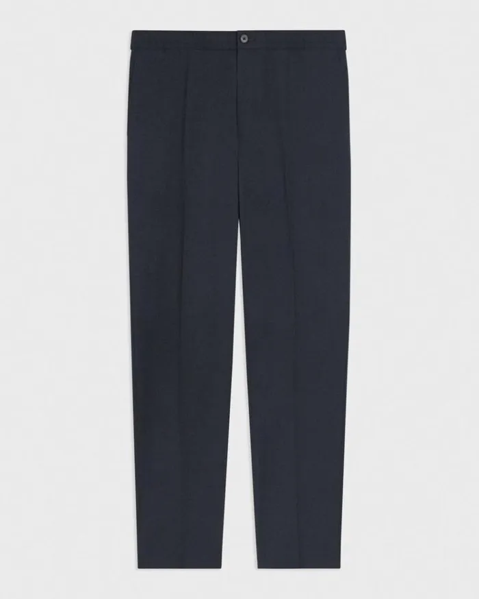 Theory Larin Drawstring Pant In Stretch Wool Navy Men Pants