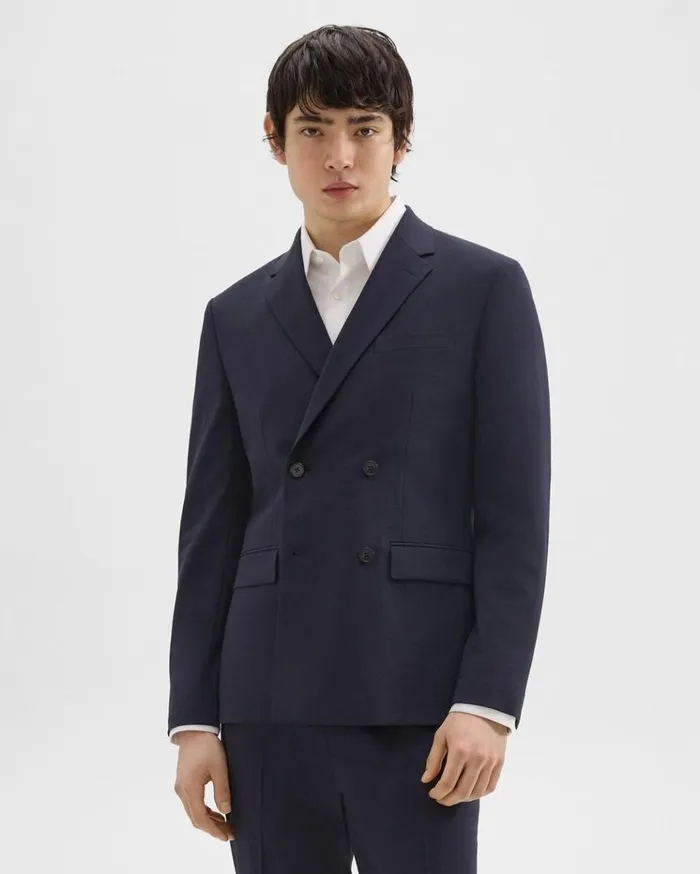 Theory Morton DoubleBreasted Blazer In Stretch Wool Navy Men Blazers Jackets
