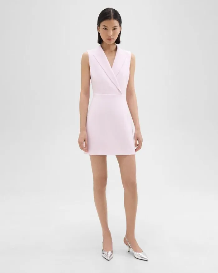 Theory Peak Lapel Mini Dress In Admiral Crepe Bloom Women Dresses