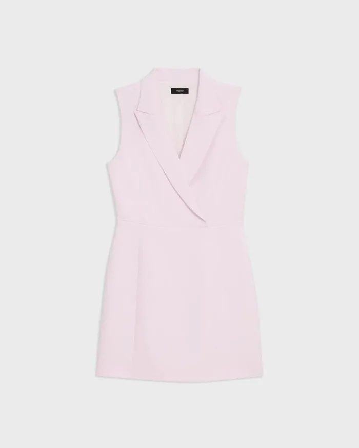 Theory Peak Lapel Mini Dress In Admiral Crepe Bloom Women Dresses