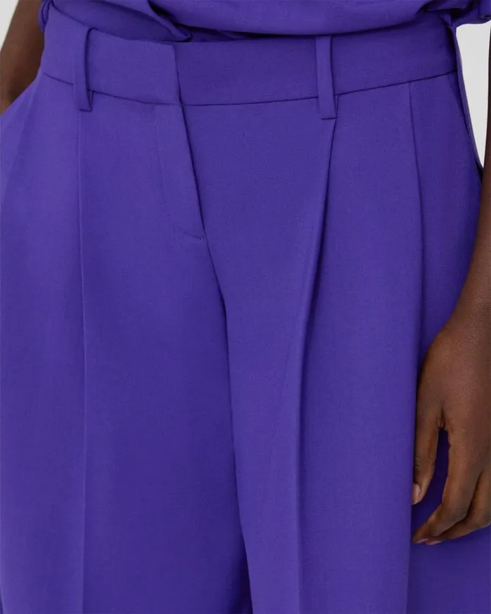Theory Pleated LowRise Pant In Stretch Wool Blue Iris Women Pants Theory Pleated LowRise Pant In Stretch Wool Blue Iris Women Pants