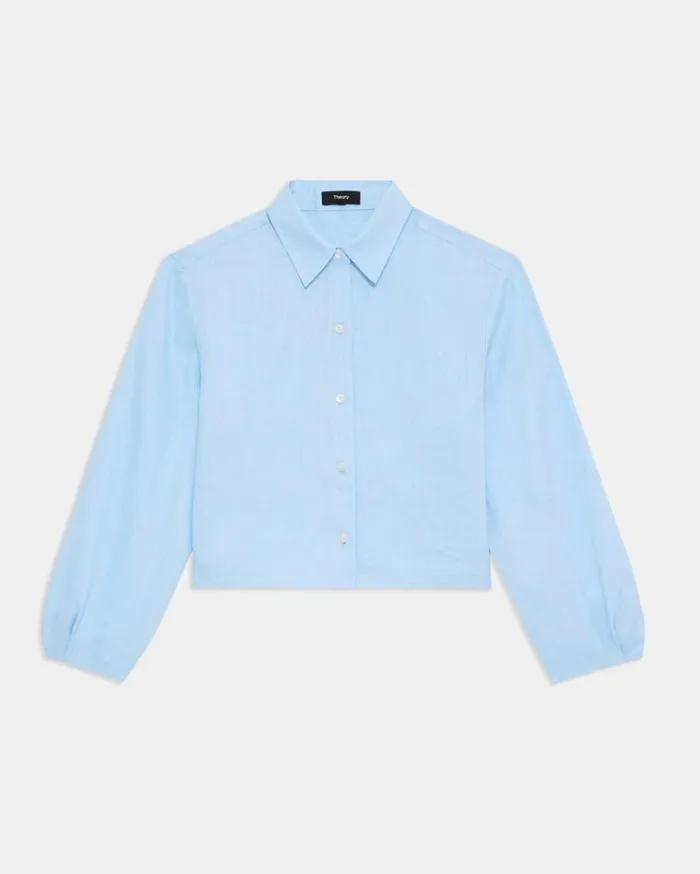 Theory Pleated Shirt In Relaxed Linen Dahlia Women Tops Theory Pleated Shirt In Relaxed Linen Dahlia Women Tops