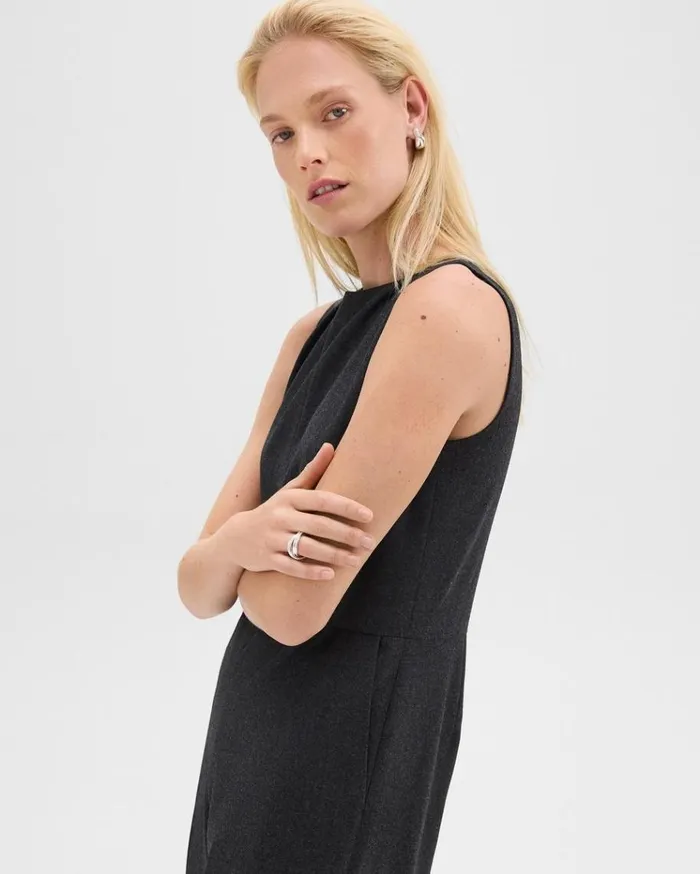 Theory Relaxed Sleeveless Jumpsuit In Stretch Flannel Charcoal Melange Women Pants Theory Relaxed Sleeveless Jumpsuit In Stretch Flannel Charcoal Melange Women Pants