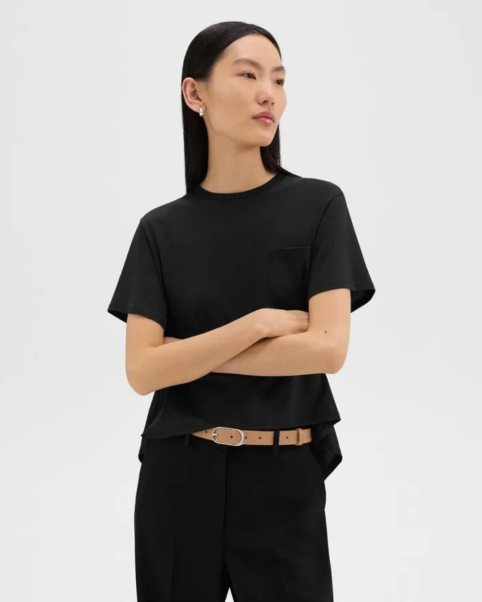 Theory Relaxed Tee In Organic Cotton Black Women TShirts Tank Tops
