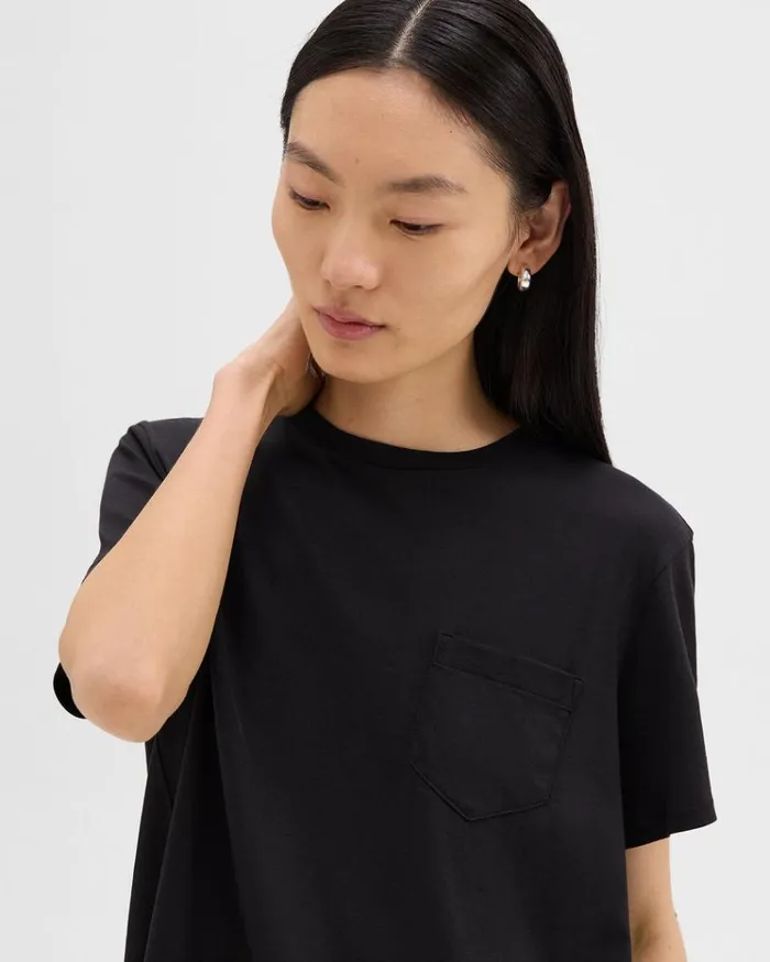 Theory Relaxed Tee In Organic Cotton Black Women TShirts Tank Tops Theory Relaxed Tee In Organic Cotton Black Women TShirts Tank Tops
