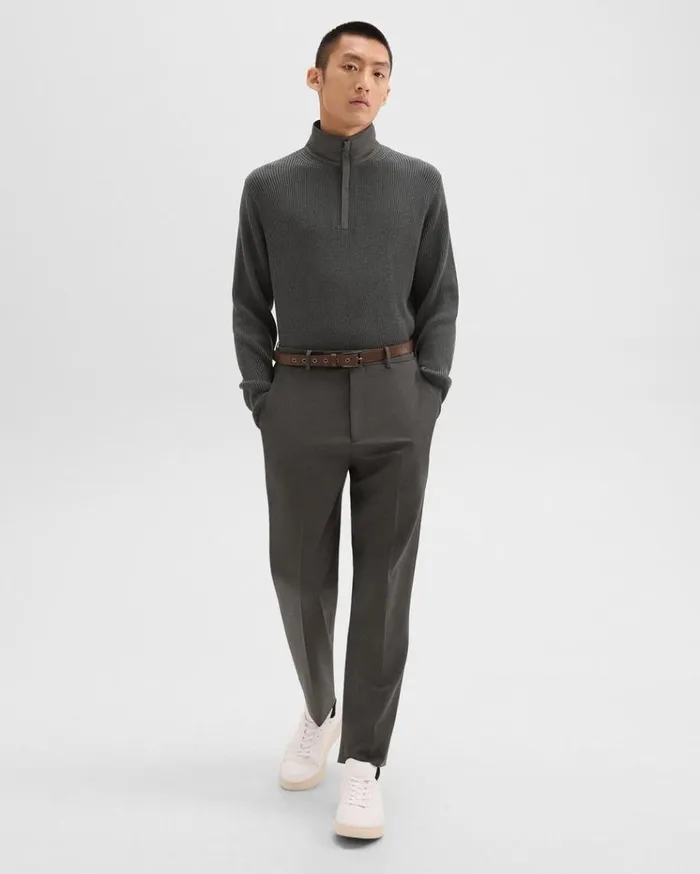 Theory Reversible QuarterZip Pullover In NylonWool Light Spruce Men Sweaters Cardigans