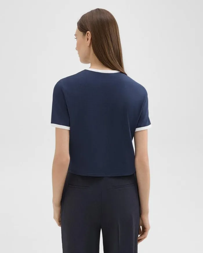 Theory Ringer Tee In Organic Cotton Nocturne Navywhite Women TShirts Tank Tops Theory Ringer Tee In Organic Cotton Nocturne Navywhite Women TShirts Tank Tops