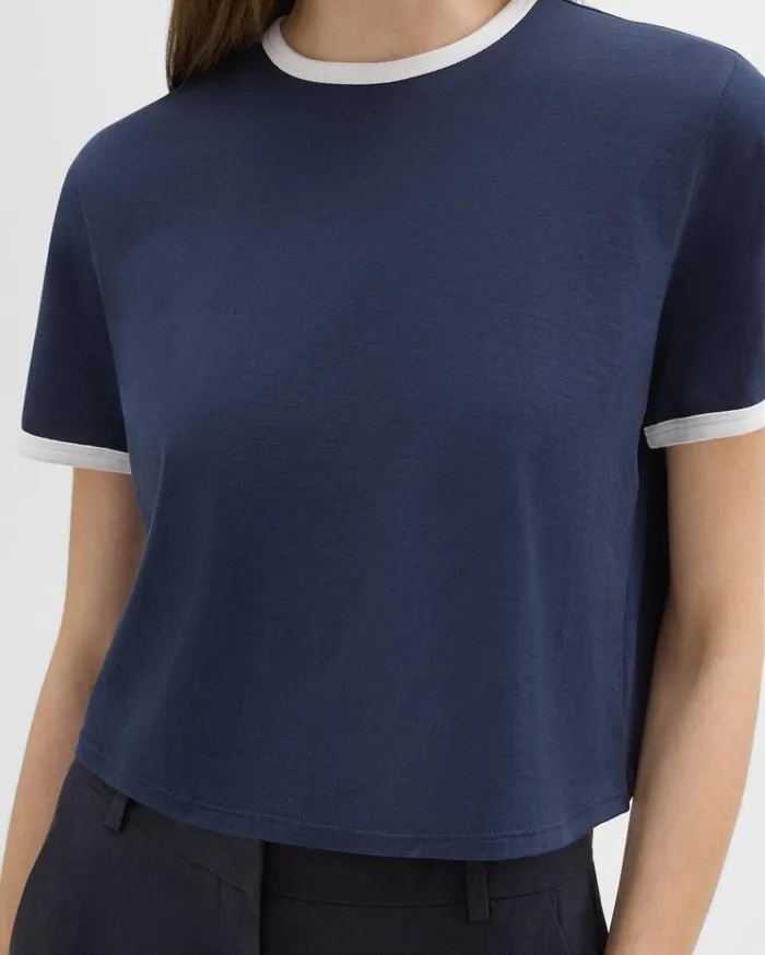 Theory Ringer Tee In Organic Cotton Nocturne Navywhite Women TShirts Tank Tops Theory Ringer Tee In Organic Cotton Nocturne Navywhite Women TShirts Tank Tops