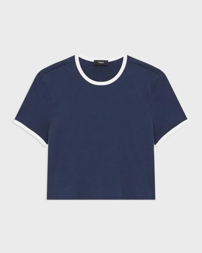 Theory Ringer Tee In Organic Cotton Nocturne Navywhite Women TShirts Tank Tops Theory Ringer Tee In Organic Cotton Nocturne Navywhite Women TShirts Tank Tops
