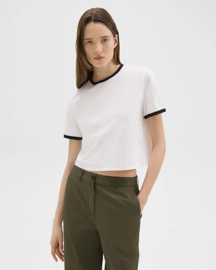Theory Ringer Tee In Organic Cotton Whiteblack Women TShirts Tank Tops