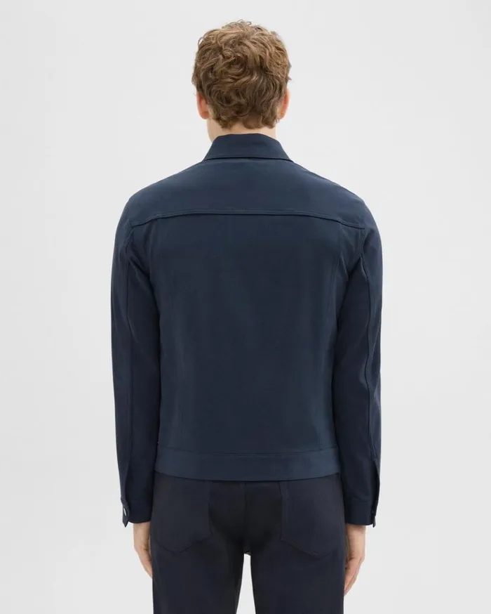 Theory River Trucker Jacket In Neoteric Twill Dark Navy Men Blazers Jackets