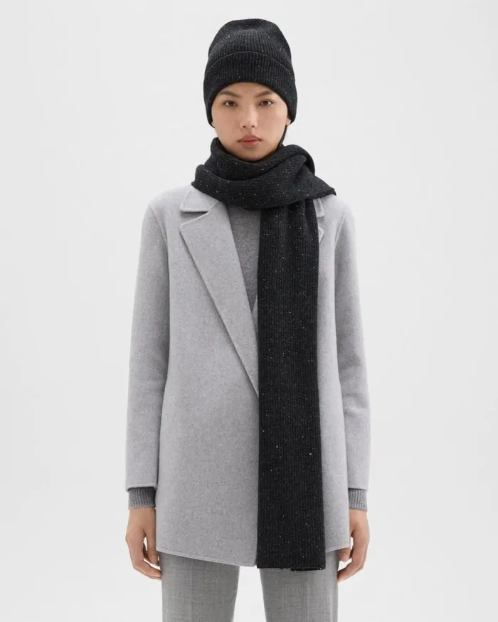 Theory Scarf In Donegal WoolCashmere Charcoal Multi Women Hats Gloves Scarves Theory Scarf In Donegal WoolCashmere Charcoal Multi Women Hats Gloves Scarves