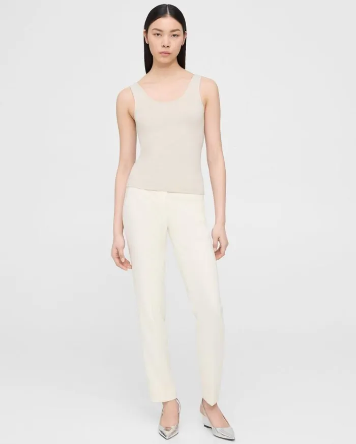 Theory Scoop Neck Tank In Stretch Cotton Sand Women TShirts Tank Tops Theory Scoop Neck Tank In Stretch Cotton Sand Women TShirts Tank Tops