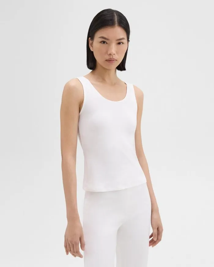 Theory Scoop Neck Tank Top In Rib Knit Viscose White Women TShirts Tank Tops Theory Scoop Neck Tank Top In Rib Knit Viscose White Women TShirts Tank Tops