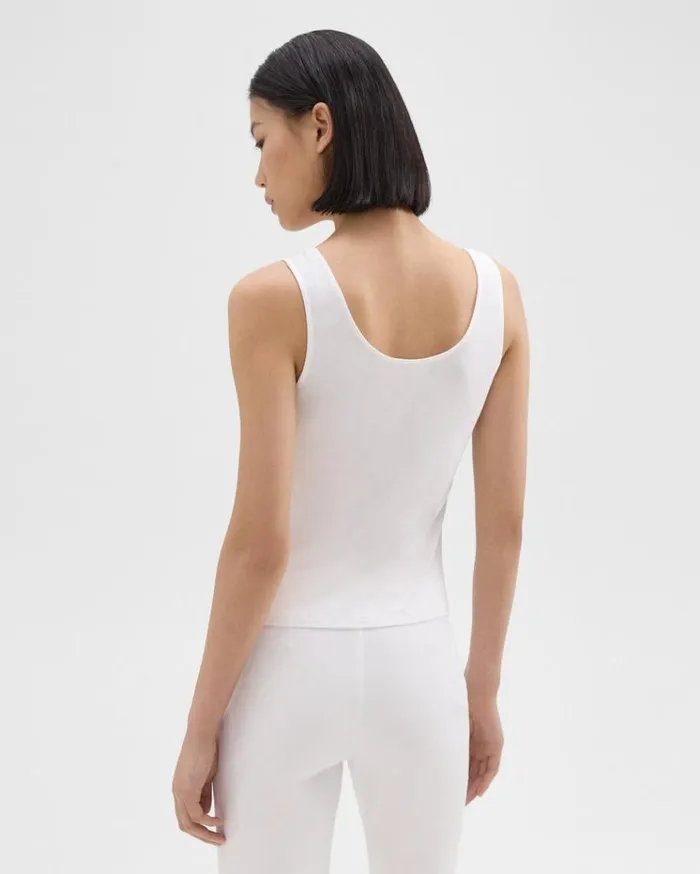 Theory Scoop Neck Tank Top In Rib Knit Viscose White Women TShirts Tank Tops Theory Scoop Neck Tank Top In Rib Knit Viscose White Women TShirts Tank Tops