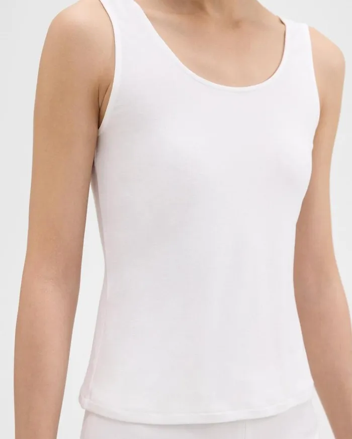 Theory Scoop Neck Tank Top In Rib Knit Viscose White Women TShirts Tank Tops Theory Scoop Neck Tank Top In Rib Knit Viscose White Women TShirts Tank Tops