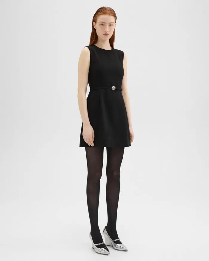 Theory Sculpted Sleeveless Dress In Double Weave Black Women Dresses Theory Sculpted Sleeveless Dress In Double Weave Black Women Dresses