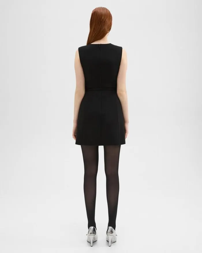 Theory Sculpted Sleeveless Dress In Double Weave Black Women Dresses Theory Sculpted Sleeveless Dress In Double Weave Black Women Dresses