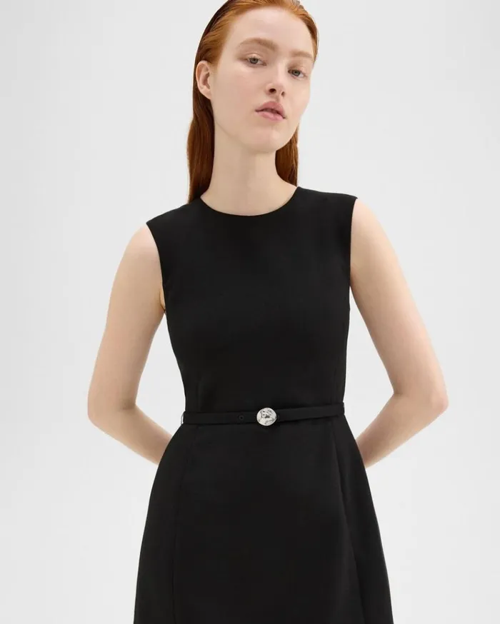 Theory Sculpted Sleeveless Dress In Double Weave Black Women Dresses Theory Sculpted Sleeveless Dress In Double Weave Black Women Dresses
