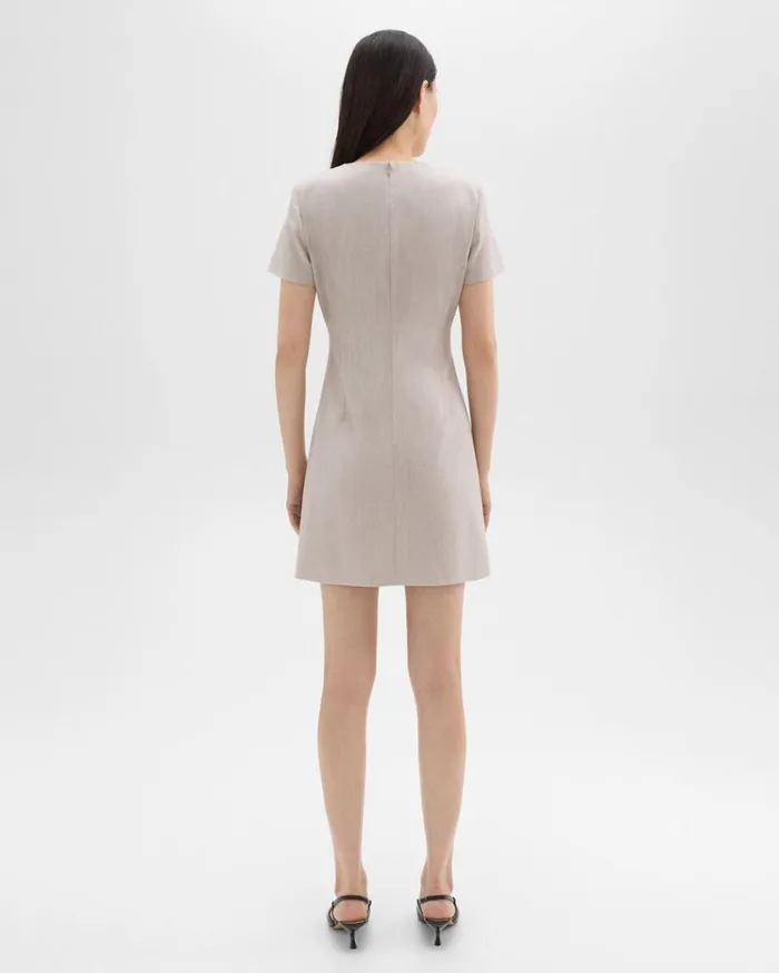 Theory Sheath Dress In Good Wool Sand Melange Women Dresses
