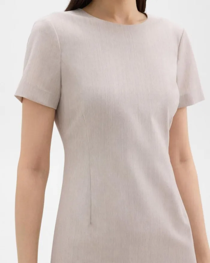 Theory Sheath Dress In Good Wool Sand Melange Women Dresses